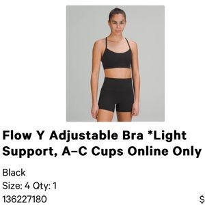 Lululemon - Flow Y Adjustable Bra (NWOT)